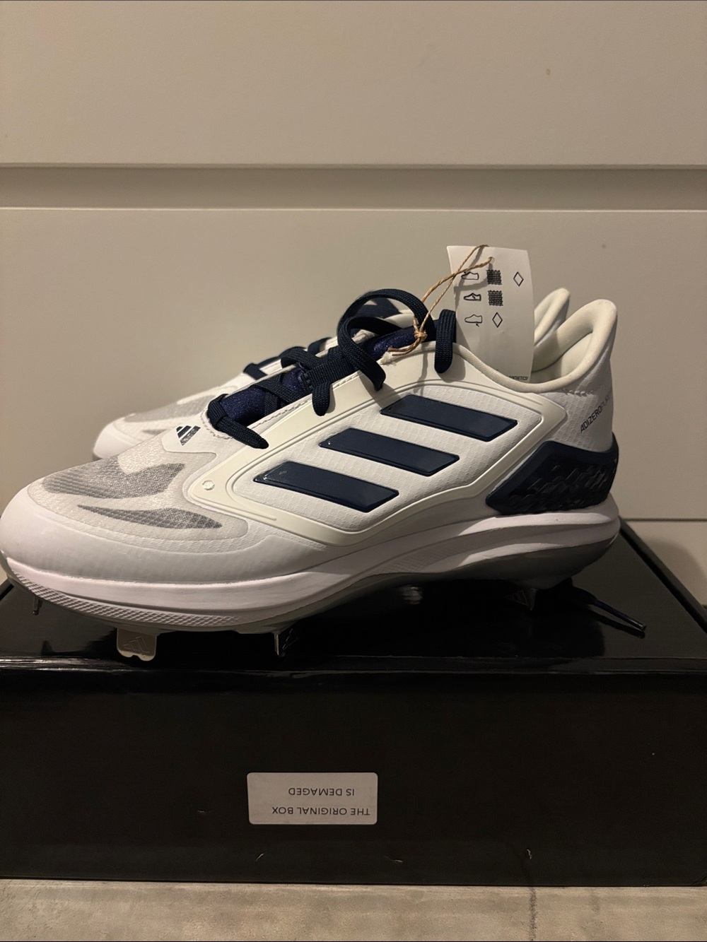 adidas Men’s White & Navy Athletic Cleats with Three-Stripes